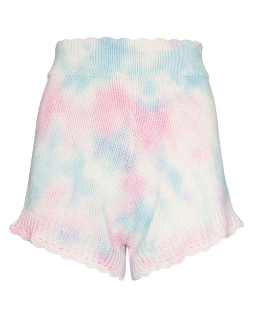 LoveShackFancy White Karissa Knitted Tie-Dye Shorts