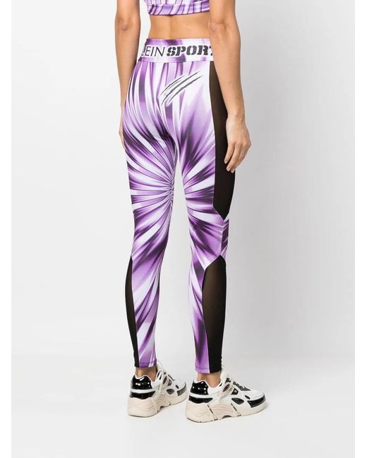 Philipp Plein Purple Tie-Dye High-Waisted Leggings