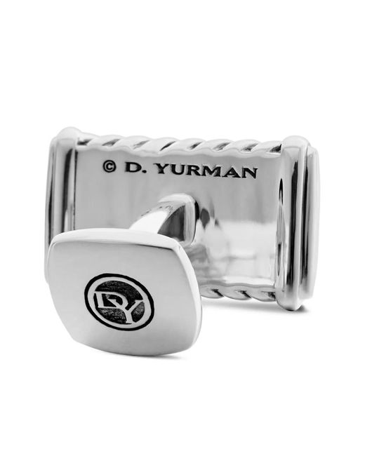 メンズ David Yurman Chevron カフスボタン 22.3mm スターリングシルバー White