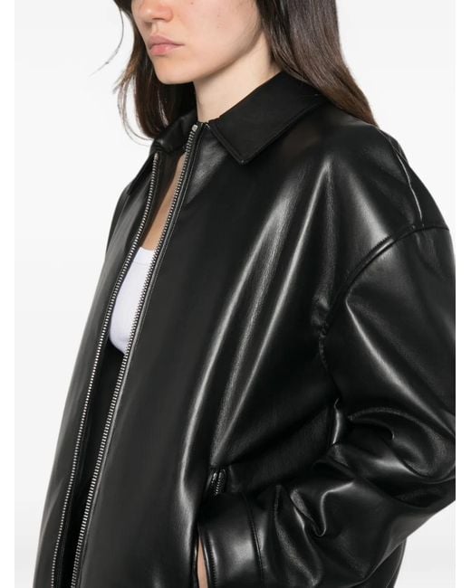 Patrizia Pepe Black Coated Bomber Jacket
