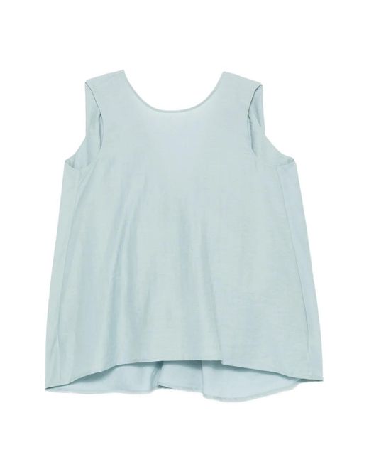 ELEH Blue Blouse Évasée À Design Sans Manches