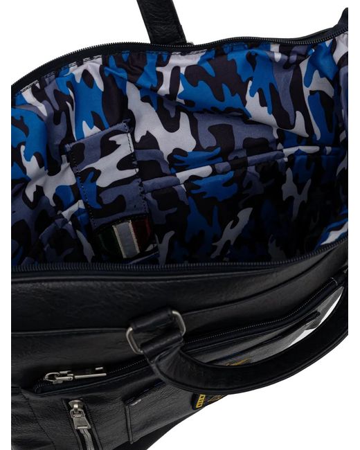 Aeronautica Militare Black Logo-Patch Carryall for men
