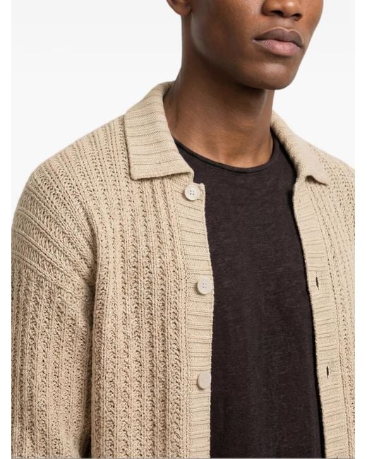 Orlebar Brown White Thomas Chunky-Knit Button-Up Cardigan for men