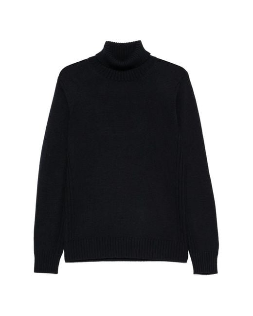 Kangra Black Roll-Neck Wool Sweater for men