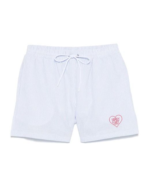 メンズ FAMILY FIRST ストライプ トランクス水着 White