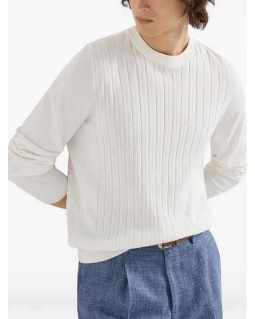 Pull Côtelé Brunello Cucinelli pour homme en coloris White