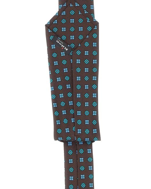 Kiton White Patterned Silk Tie for men