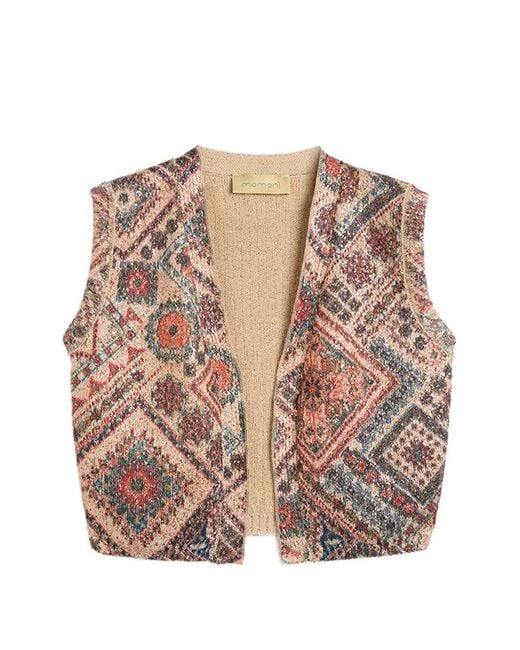 Momoní Brown Cerro Sequin Printed Gilet