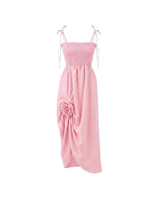 Sleeper Pink Atlanta Rose-Embellished Dress