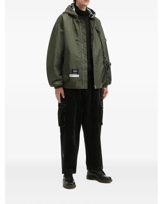 Musium Div. Green Logo-Patch Hooded Jacket for men