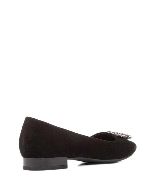 Geox Black Crystal-Embellished Flat Pumps