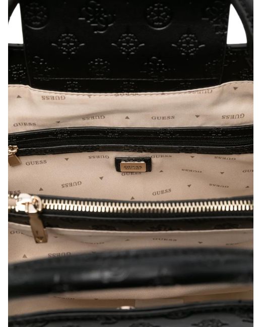 Guess Black Phoebe 4G Peony Logo-Plaque Tote Bag