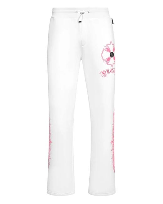 Philipp Plein Puffy Chrome Crest Trainingsbroek in het White voor heren