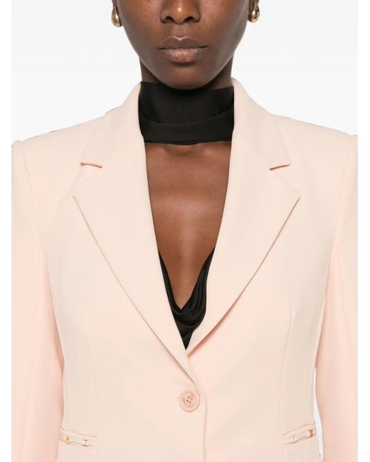 Elisabetta Franchi Pink Peak-Lapel Single-Breasted Blazer