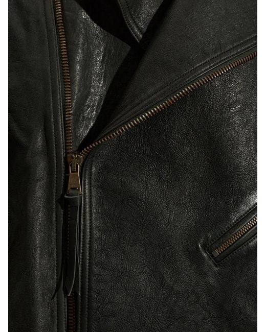 Balmain Black Belted Leather Jacket for men