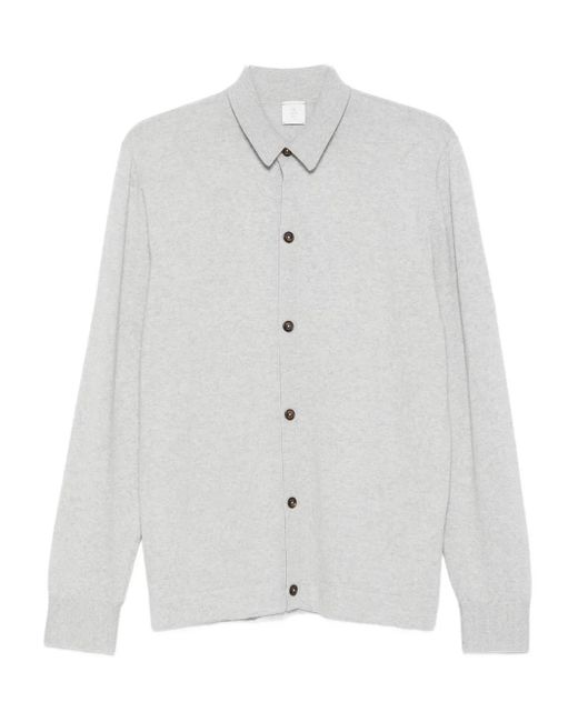 Eleventy White Button-Down Wool Shirt for men