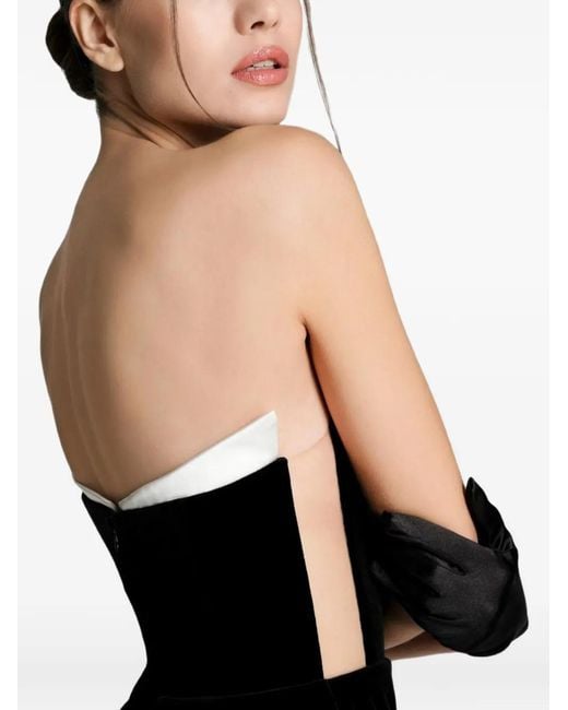 IMROSKA Black 23 Tuxedos Strapless Peplum Maxi Dress