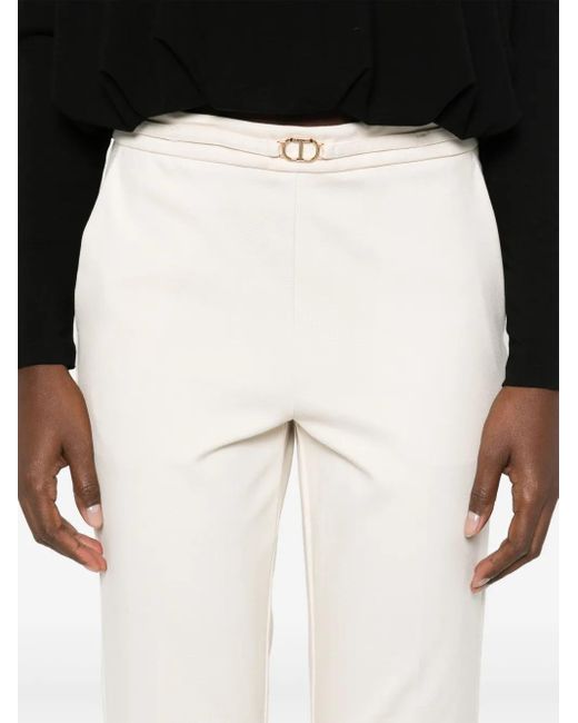Twinset White Oval T Creased Trousers