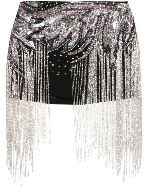Amen Black Sequin-embellished Mini Skirt