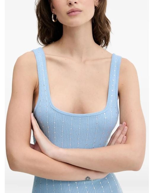 From Future Blue Embellished Ribbed Dress