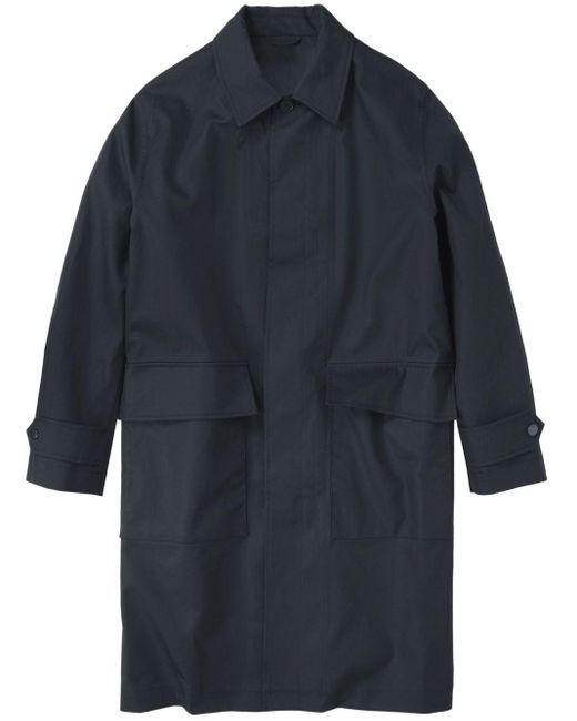 Closed Blue Spread-collar Single-breasted Coat for men