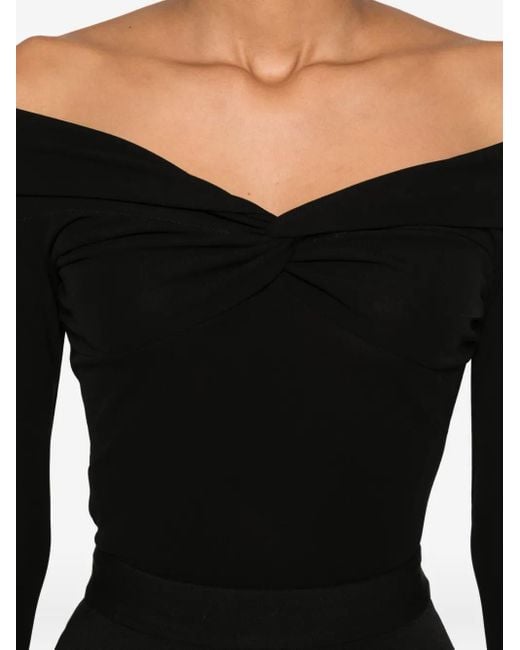 Blumarine Off-Shoulder Top Met Gedraaide Voorkant in het Black