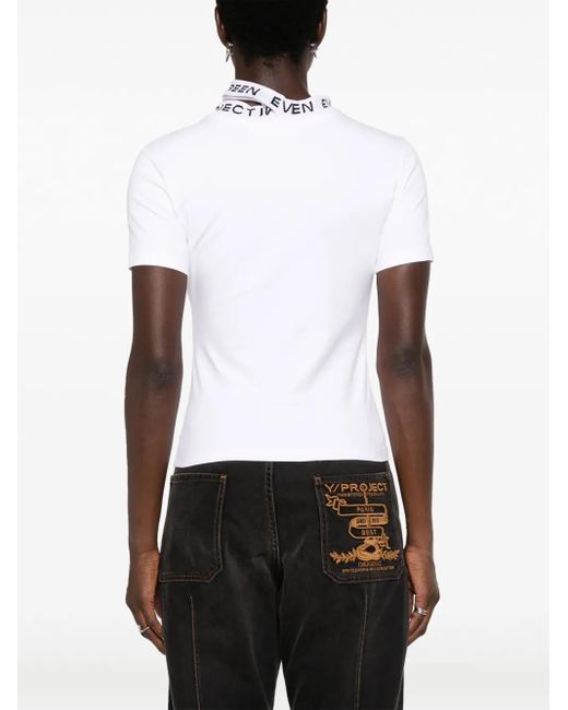 Y. Project White Logo-Jacquard Triple-Collar T-Shirt