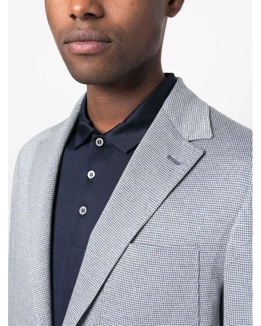 Canali Blue Check-Pattern Single-Breasted Blazer for men