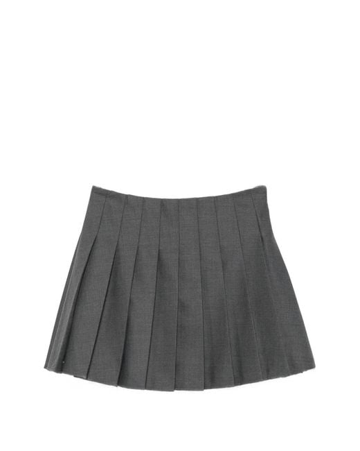Self-Portrait Gray A-Line Mini Skirt With Styled Zip Closure