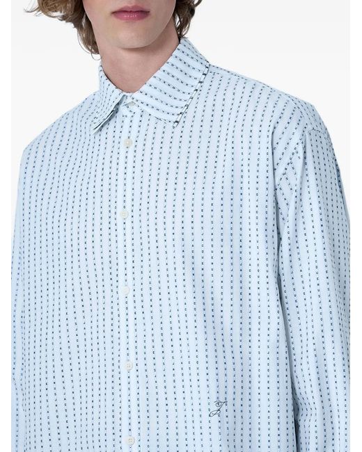 Jacquemus Blue Patterned Cotton Poplin Shirt for men
