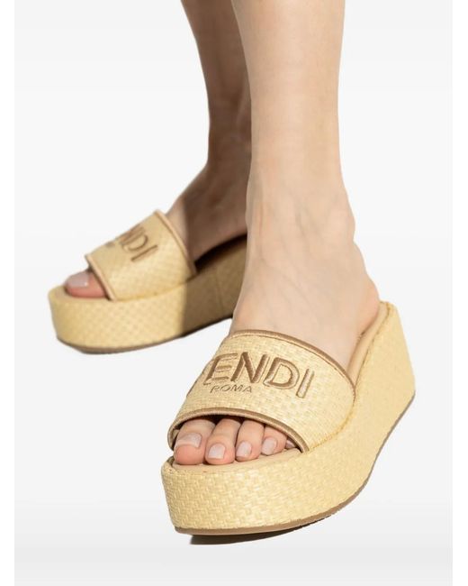 Fendi Natural 60Mm Platform Slides