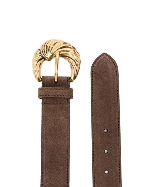 Etro Brown Swirl-Buckle Suede Belt