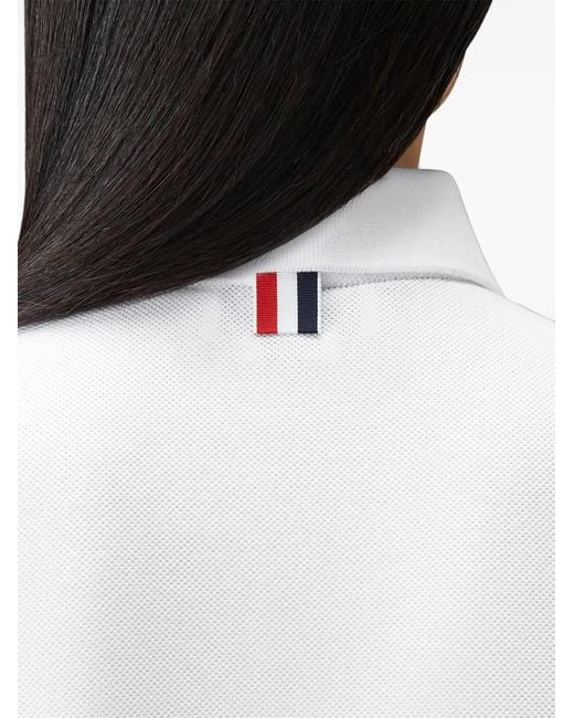 Thom Browne White Pique 4-Bar Polo