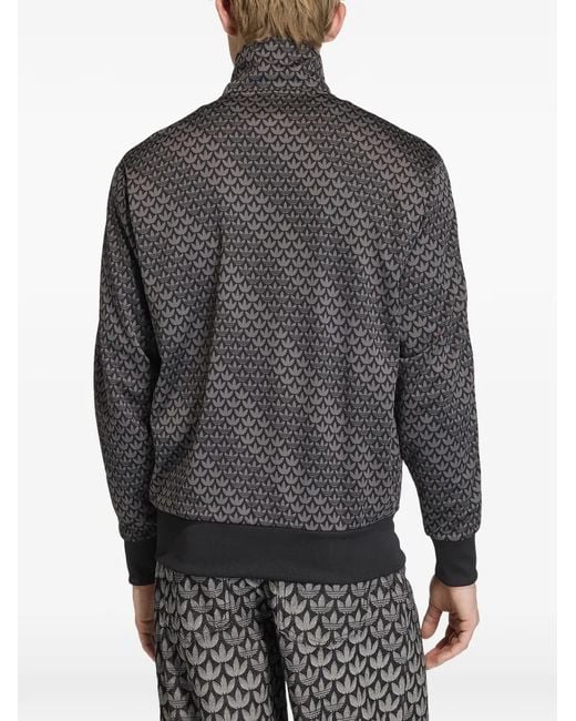 Adidas Gray Firebird Patterned Zip Sweatshirt for men