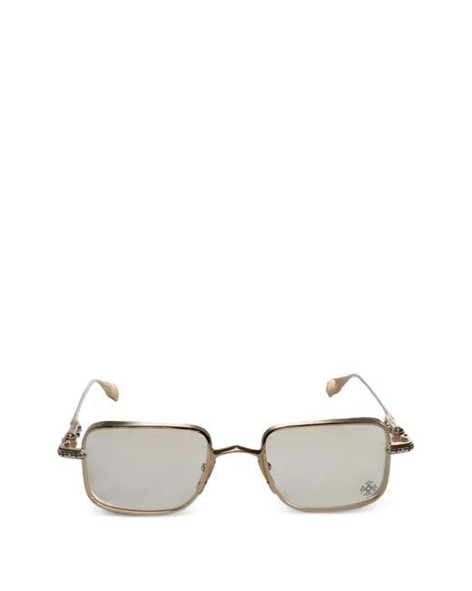 Chrome Hearts Metallic Brille Mit Eckigem Gestell