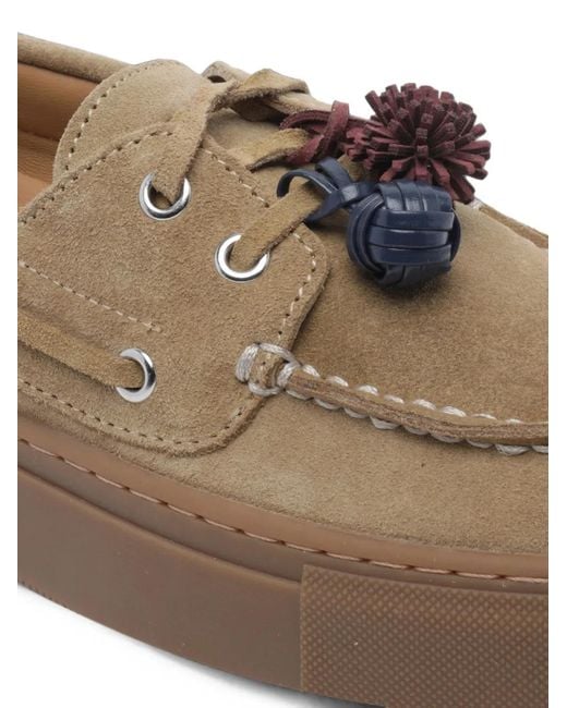 Date Brown Suede Pompom Loafers