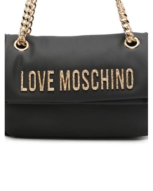 Love Moschino Black Logo-Lettering Strap Shoulder Bag