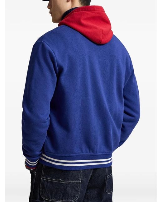 Polo Ralph Lauren Blue Fleece Baseball Jacket for men