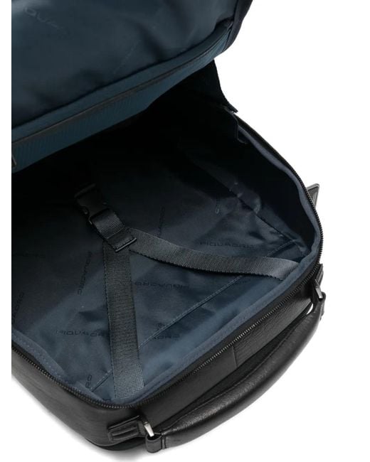 Piquadro Black Logo-Lettering Backpack for men
