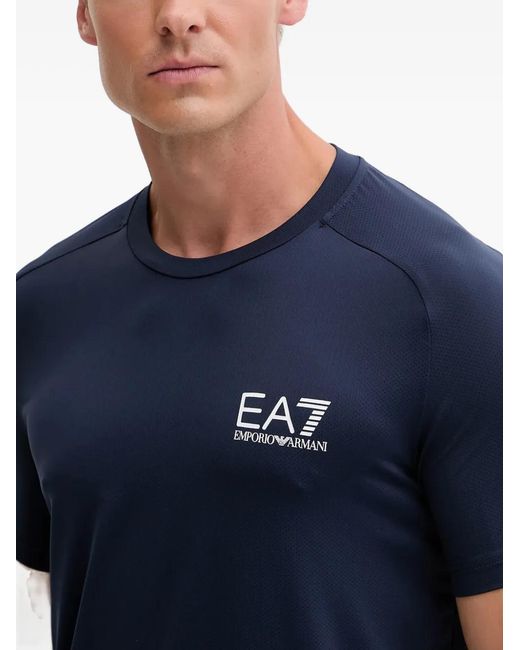 EA7 Blue Logo-Print Short-Sleeve T-Shirt for men