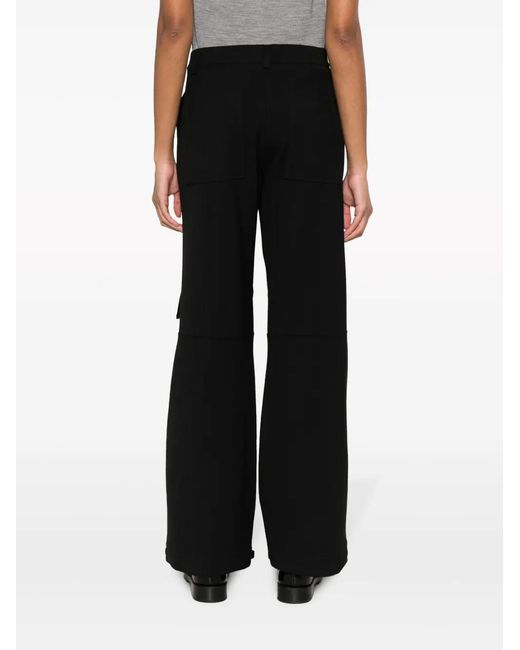 P.A.R.O.S.H. Black Wool Flared Cargo Trousers