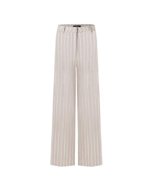 Cambio White Mira Pinstripe Wide-Leg Trousers