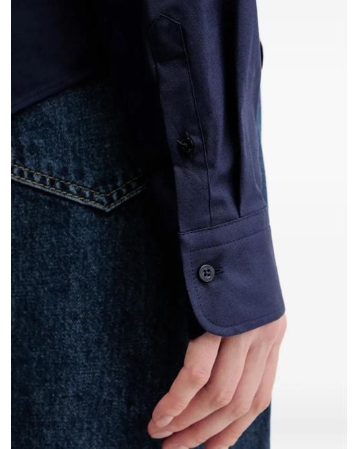 HUGO Blue Logo-Embroidered Poplin Shirt
