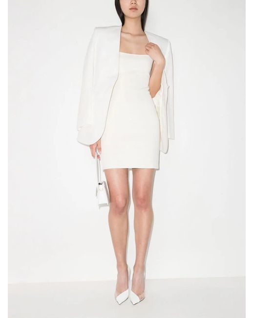 Fendi White Spaghetti-Strap Square-Neck Dress
