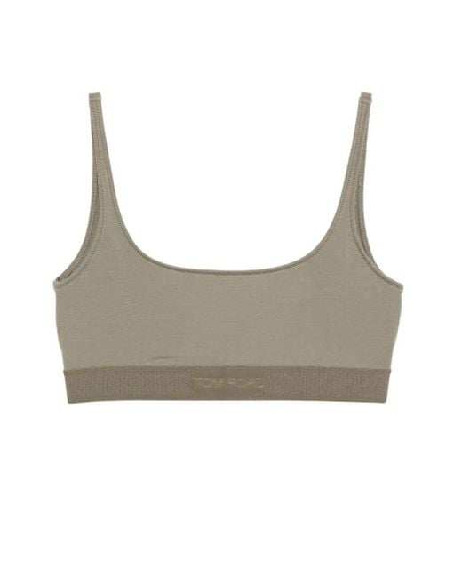Tom Ford Gray Logo-Embroidered Bra
