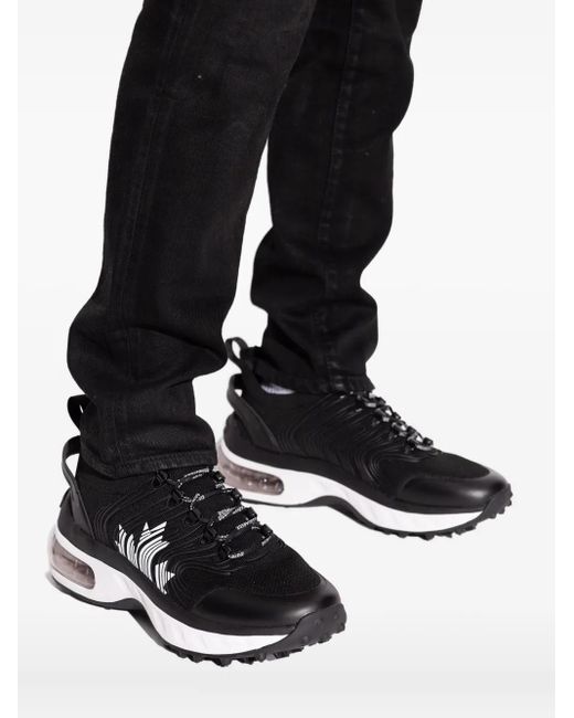 DSquared² Black Wave-Pattern Lace-Up Low-Top Sneakers for men