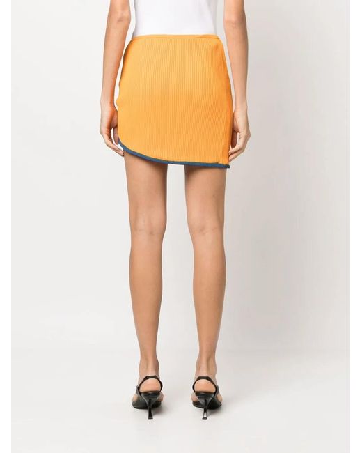 DIESEL Orange Ribbed-Knit Asymmetric Mini Skirt