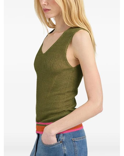 Momoní Green Ribbed-Knit Ella Tank Top