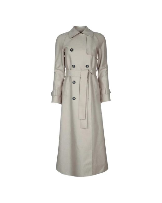 Harris Wharf London Gray Raglan Trench Coat