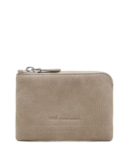 AMI Gray Carrousel Zipped Leather Wallet